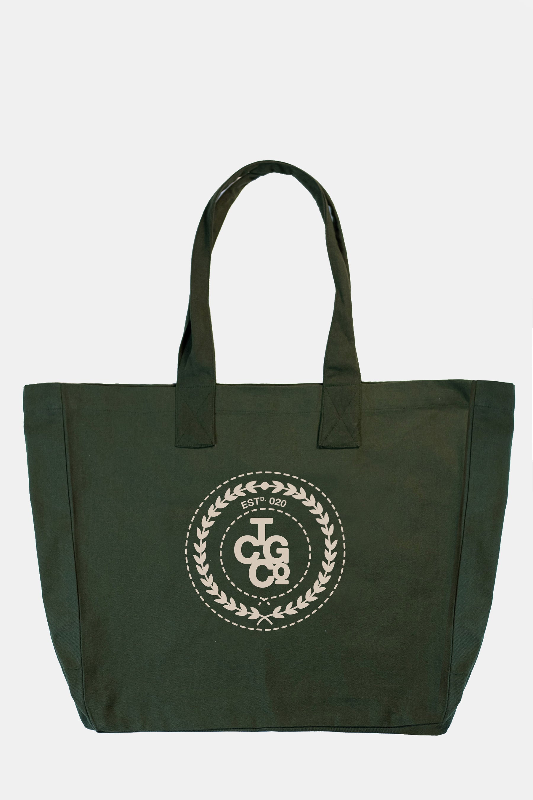 Olive 100% Recycled Cotton Market Tote - Estd Logo