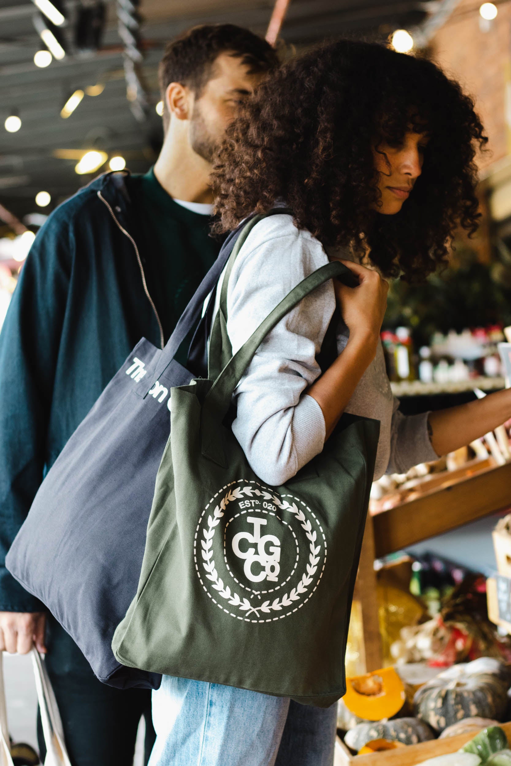 Olive 100% Recycled Cotton Everyday Tote Estd Logo