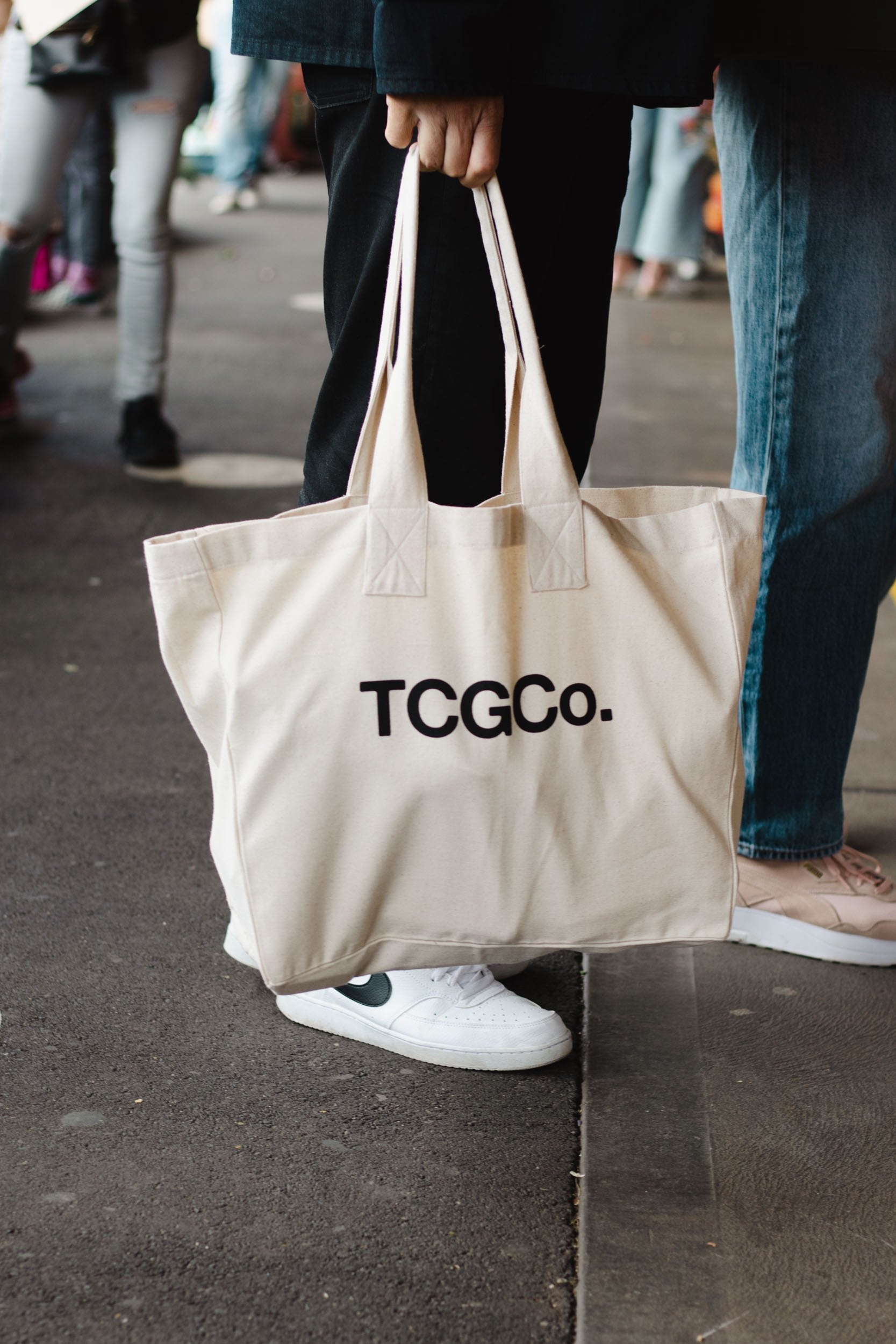 Olive  Recycled Cotton Market Tote - Tcgco Logo
